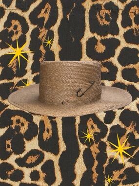 SUMMER STAPLE | Wide-Brim Straw Hat with Safety Pin Accent - Natural Brown | OS